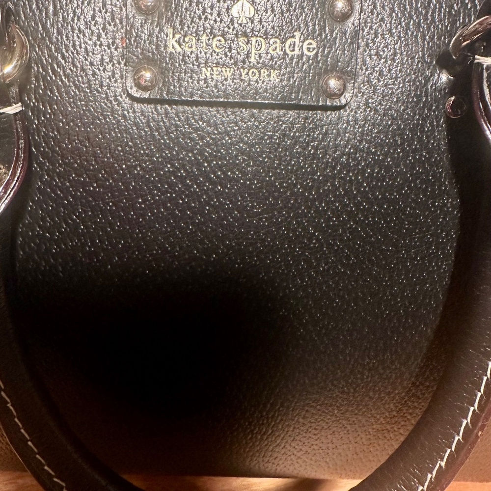 Kate Spade Black Leather Crossbody Satchel Tote Bag Adjustable Strap - Picture 10 of 15